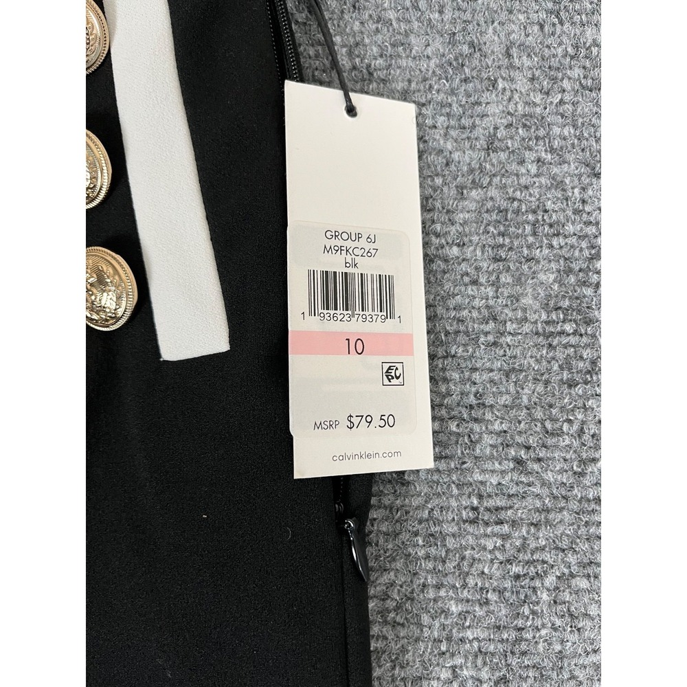 NWT Calvin Klein Pants Women's Black Flare Leg Gold Tone Sailor Button Size 10 - Picture 6 of 13